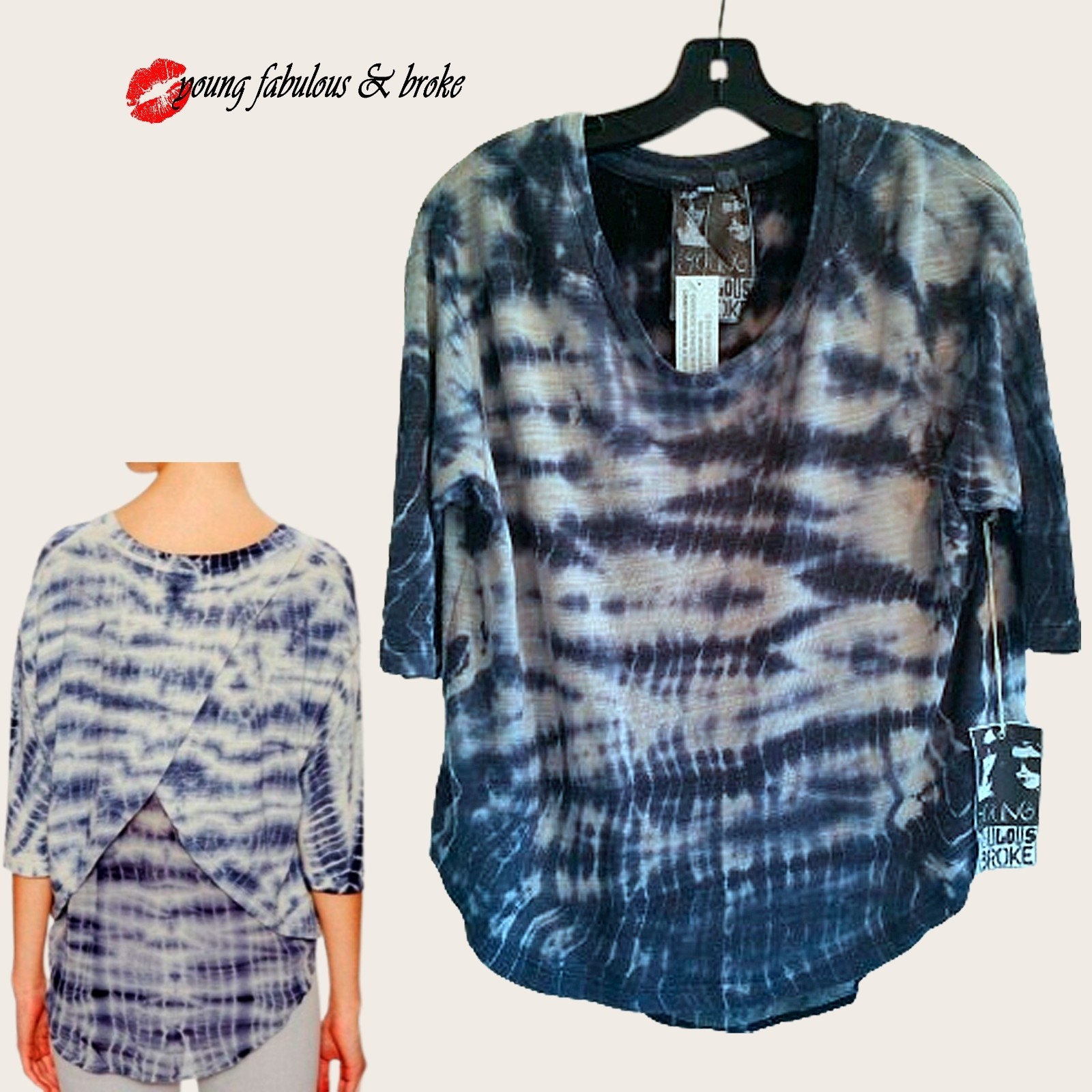 Young Fabulous & Broke Tie-Dye Split Back Boho Knit Top M (Fits Small)